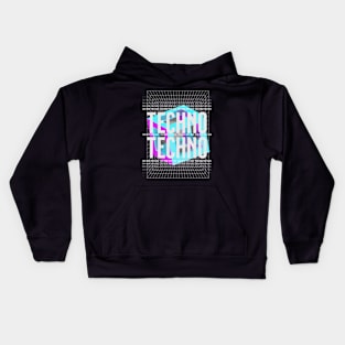 TECHNO  - Bold Geometry (White) Kids Hoodie